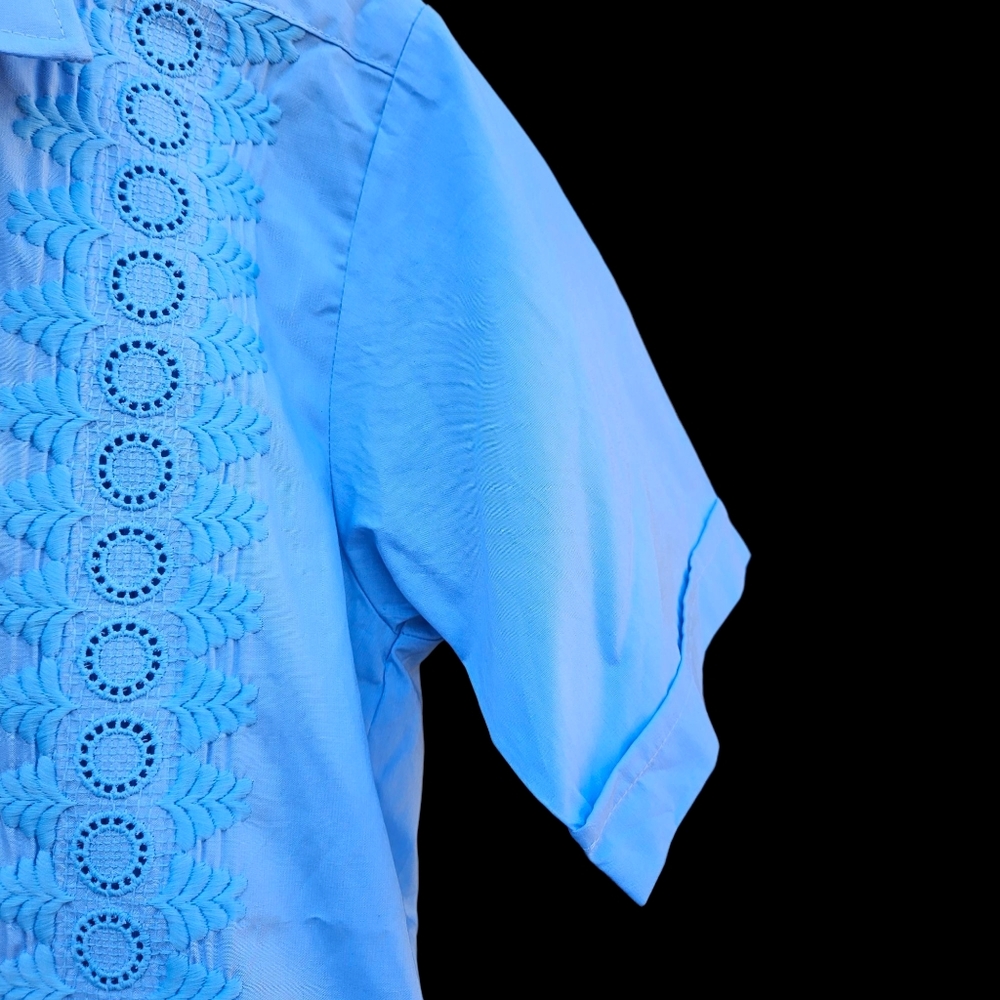 Light Blue Short Sleeve Shirt Men Size S - Picture 11 of 15